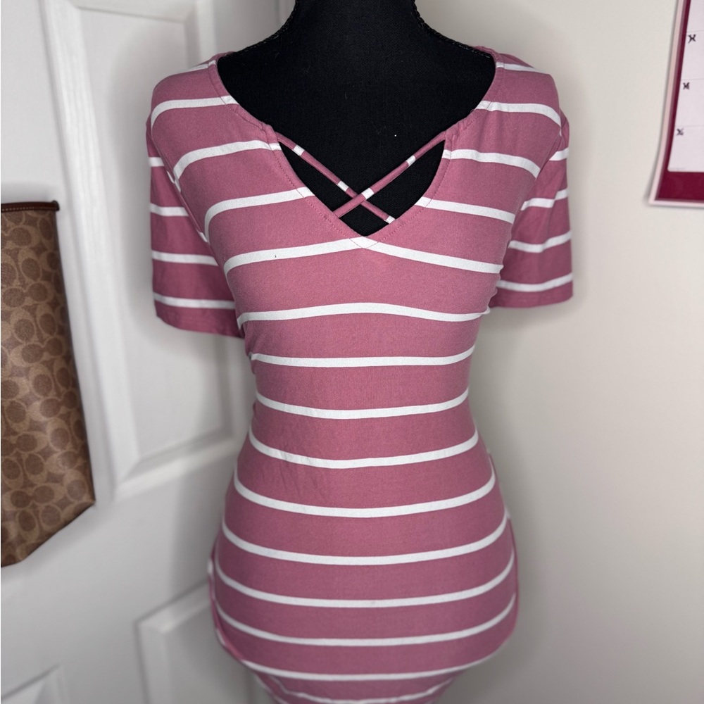 Derek Heart Pink Striped Top